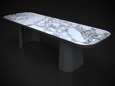 Sleek Modern Dining Table With White Marble Top And Unique Curved Base Design 3d model