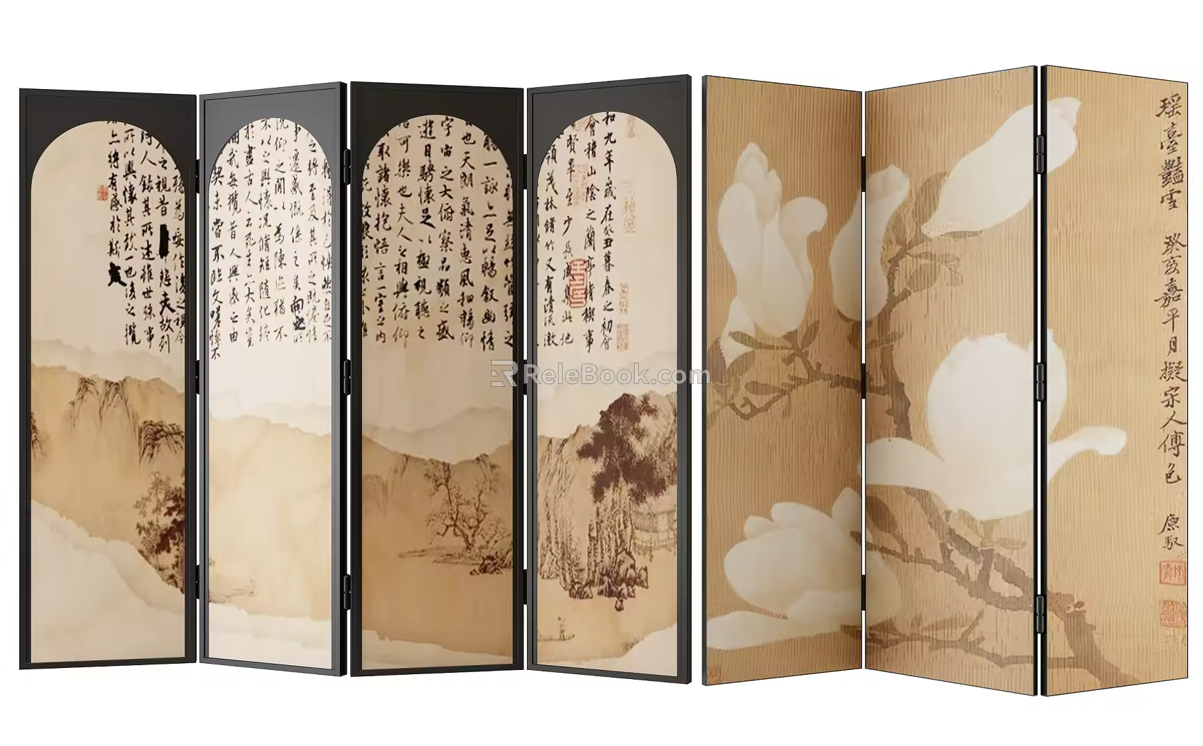 new chinese style screen 3d model