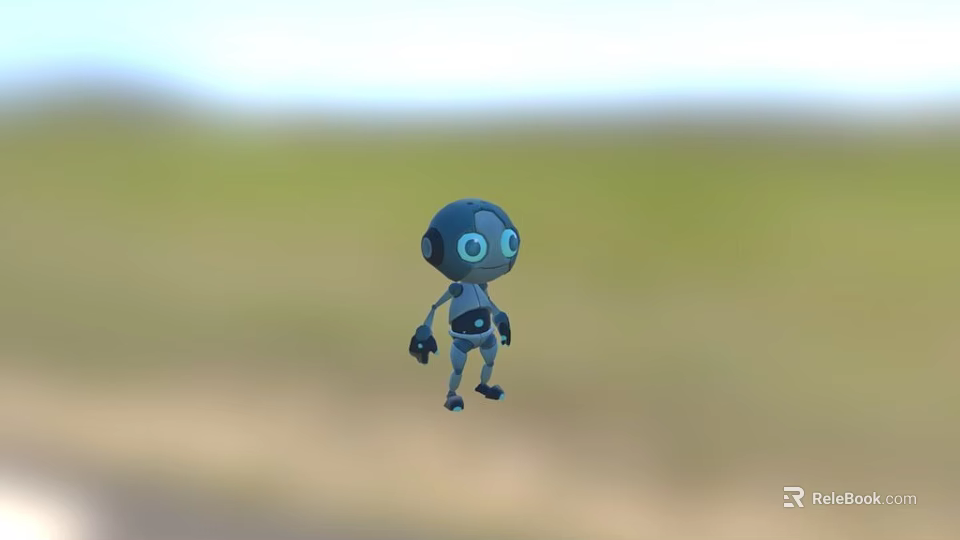 Cute 3D Blue Robot Character From Game And Movie With Big Eyes 3d model 