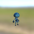 Cute 3D Blue Robot Character From Game And Movie With Big Eyes