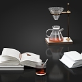 book ornaments tea set 3d model