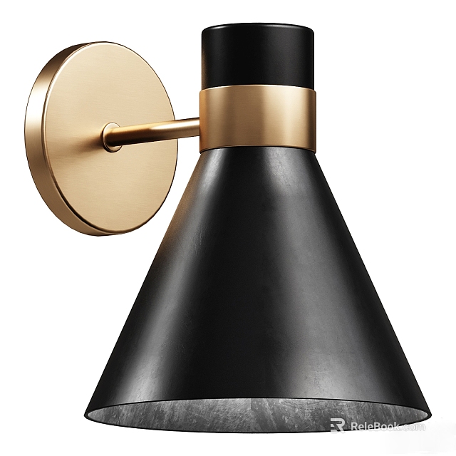 Elegant Modern Black And Gold Metal Wall Lamp With Minimalist Design For Indoor Living Space 3d model 