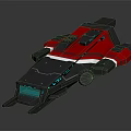 Red And Black Futuristic Spaceship Design With Cosmic Travel Structural Details 3d model
