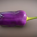 Vibrant Fresh Ripe Purple Eggplant With Green Stem On Gray Background