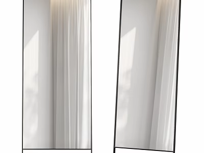 Modern Full Length Mirrors With Black Frame And Curtain Light Reflections 3d model