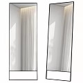Modern Full Length Mirrors With Black Frame And Curtain Light Reflections