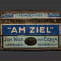 Vintage Metal Box Sculpture With Carved German Text And Rustic Design