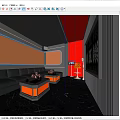 Modern KTV Lounge Interior With Neon Lights Comfortable Sofa TV And Bar Counter