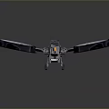 Futuristic Drone With Large Black Rotors And Silver Gray Complex Structure 3d model