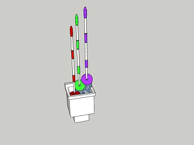 White Container With Multiple Colorful Poles And Sticks Placed Inside 3d model