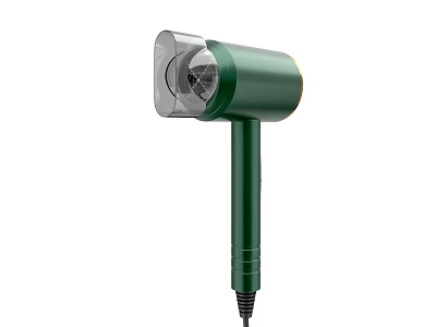 Green Hair Dryer With Modern Design Sleek Handle And Transparent Nozzle 3d model
