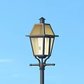 Classic Outdoor Garden Lamp With Black Pole And Square Illuminated Lampshade