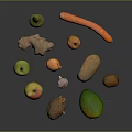 Fresh Assorted Fruits On Dark Background Including Apple Pear Mango And Pomegranate
