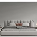 Modern Double Bed Design With Upholstered Headboard Nightstands And Table Lamps 3d model
