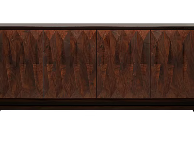 Classic Dark Brown Wooden Entryway Cabinet Sideboard With Diamond Grain Pattern 3d model