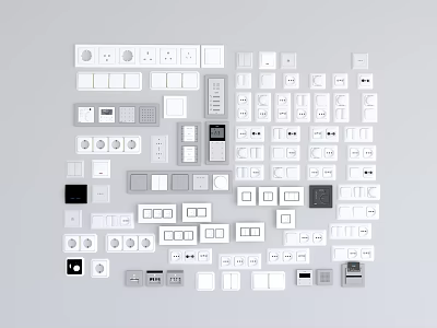 Modern Light Switch Panels With Various Designs And Colors For Home Interior Use 3d model