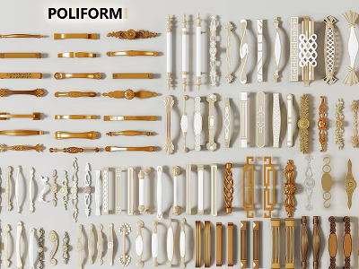 Poliform Various Handle Designs In Different Styles And Materials For Furniture And Cabinets 3d model