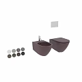 Modern Purple Toilet and Bidet with Faucet in Bathroom Design