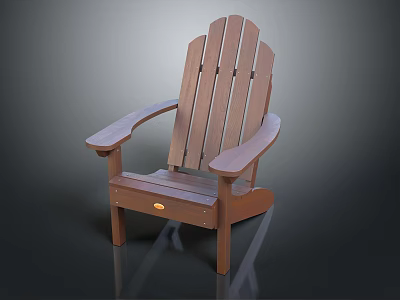 Wooden Adirondack Chair With High Backrest Armrests And Storage Compartment 3d model