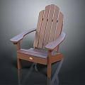 Wooden Adirondack Chair With High Backrest Armrests And Storage Compartment