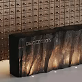 Modern Reception Desk Design With Illuminated Textured Wall And Sleek Stone Surface 3d model