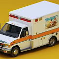 White Medical Ambulance With Orange Stripes Red Emergency Lights Ice Cream Graphic