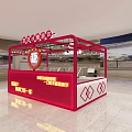 Bubble Tea Kiosk With Red Frame Dragon Logo Display Counter Fresh Drinks Snacks 3d model