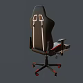 Ergonomic Gaming Chair Black Red With White Stripes Armrests Footrest Leather Design Rolling Wheels