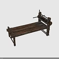 Antique Rustic Wooden Bed Frame With Scroll Design And Solid Wood Structure