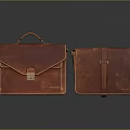 Brown Leather Briefcase and Document Bag with Handle Metal Clasp and Strap Vintage Style