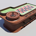 Commercial Casino Roulette Table With Wooden Frame Green Felt Surface And Number Layout