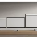 Multiple Televisions In Different Sizes With Screen Dimensions And Digital Time
