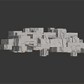 Geometric White Building Structure With Abstract Cube Design And Concrete Blocks
