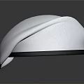 Classic White Hat With Round Dome Shape Black Brim On Dark Background With Reflection