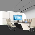 Modern Conference Room Interior With Long Table Ergonomic Chairs And Large Display Screen