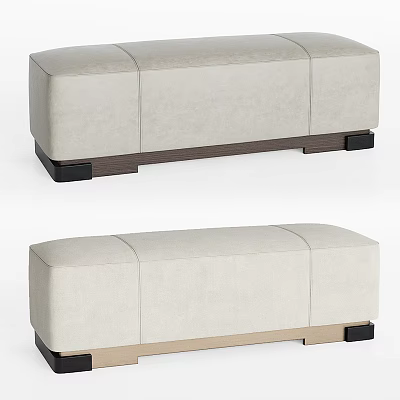 Modern Upholstered Sofa Bench With Light Beige Cushion And Dark Wooden Base 3d model