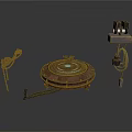 Vintage Mechanical Components With Round Base Metal Chain And Lamp Holder