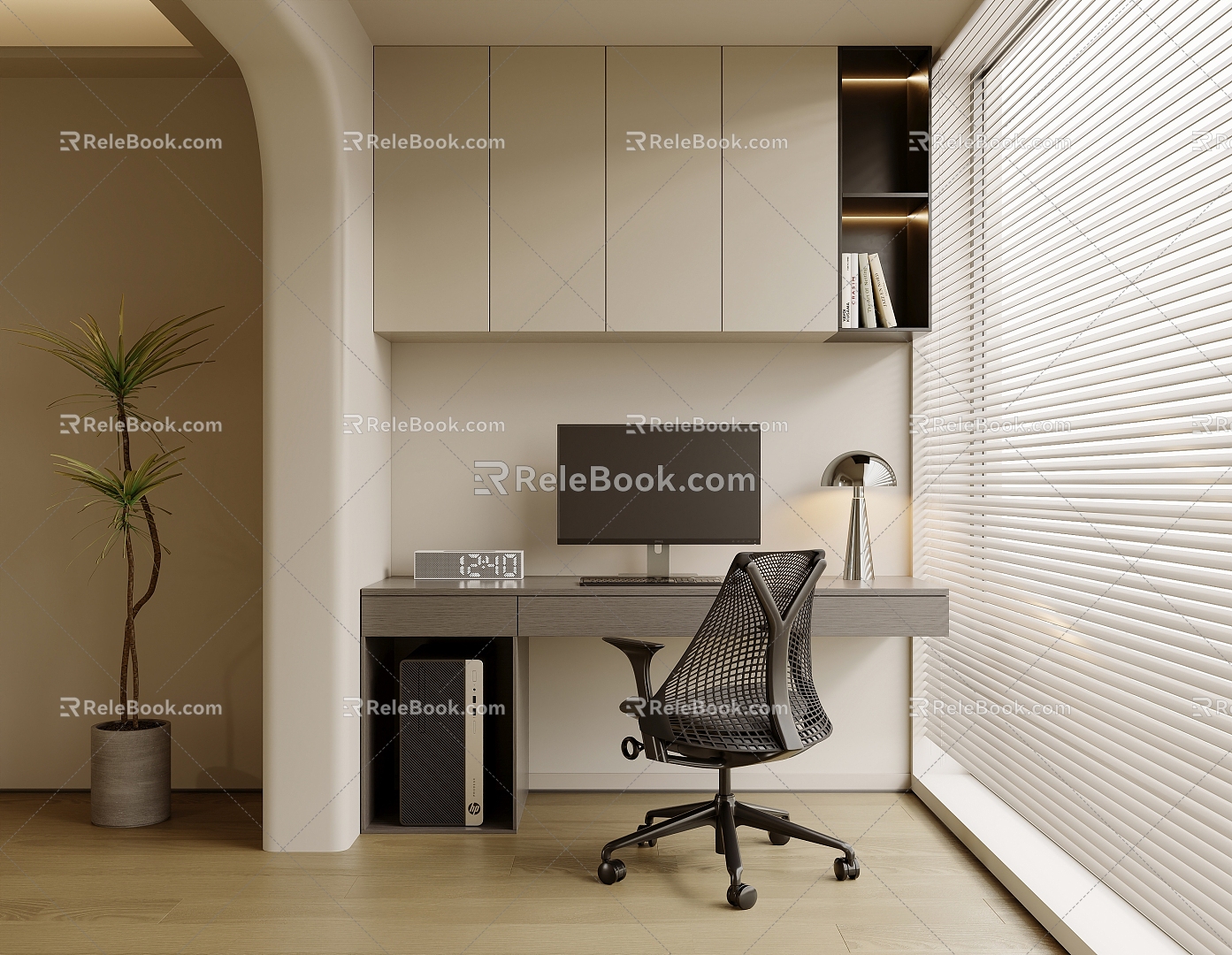 Balcony study desk and chair combination 3d model