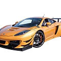 Orange Sports Car With Black Rear Wing And Wheels And Stripe Decoration