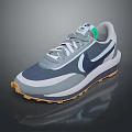 Modern Blue Gray Casual Sneakers With White Laces And Brown Sole Design