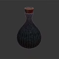 Blue Green Ceramic Vase With Red Yellow Decorative Rim And Pear Shaped Body