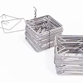 Stainless Steel Square Wire Baskets Stacked With Hanging Hooks For Storage 3d model