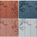 Soft Upholstery Decorative Panels With 3D Relief Branch Flower Pattern In Multiple Colors