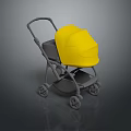 Stylish Modern Baby Stroller Design With Yellow Canopy And Gray Frame