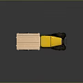 Yellow Truck Model With Wooden Cargo Bed Black Front Yellow Rims Gray Background And Reflection