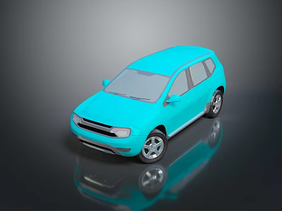 Blue SUV 3D Model With Modern Design And Glossy Reflective Surface 3d model