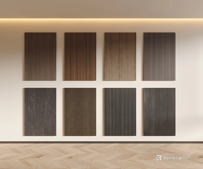Various Wooden Wall Panels With Different Wood Finishes And Color Options For Interior 3d model 
