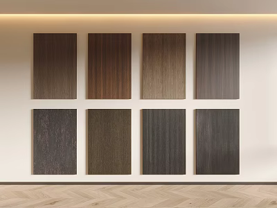 Various Wooden Wall Panels With Different Wood Finishes And Color Options For Interior 3d model