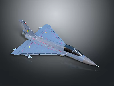 Gray Fighter Jet Model with National Flag Decals Red Line Details and Black Cockpit 3d model
