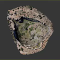 Realistic 3D Modeled Garden Landscape With Green Vegetation And Rocky Terrain